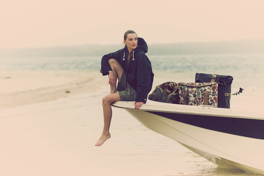 Women's Dry Wax Hooded Popover - Navy