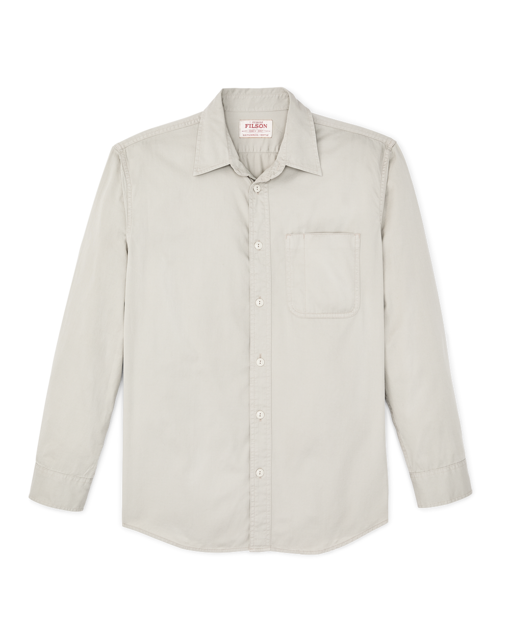 Front-facing image of the Filson 4.5-oz. Twill Shirt - Gray Sky