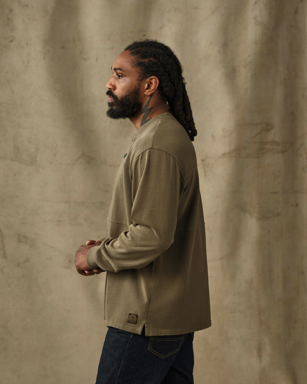 Field Knit Henley - Military Olive