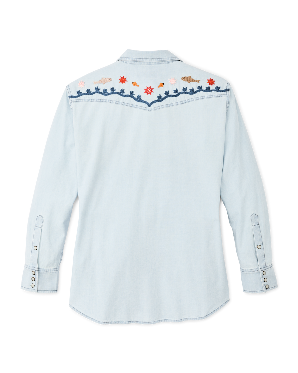 Women's Embroidered Western Shirt - Light Indigo Chambray / Stars