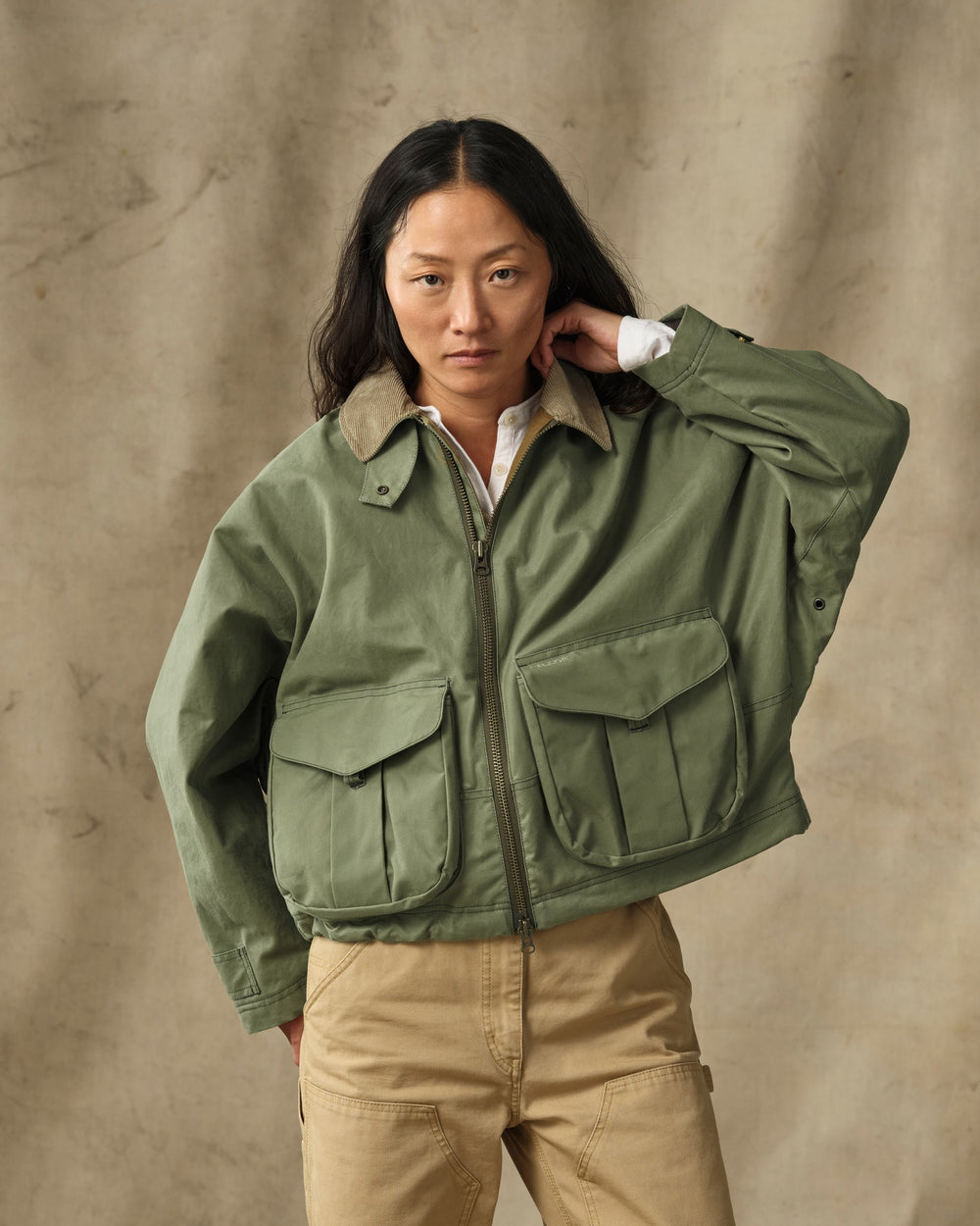 Women's Shelter Cloth Short Work Jacket - Sage Olive