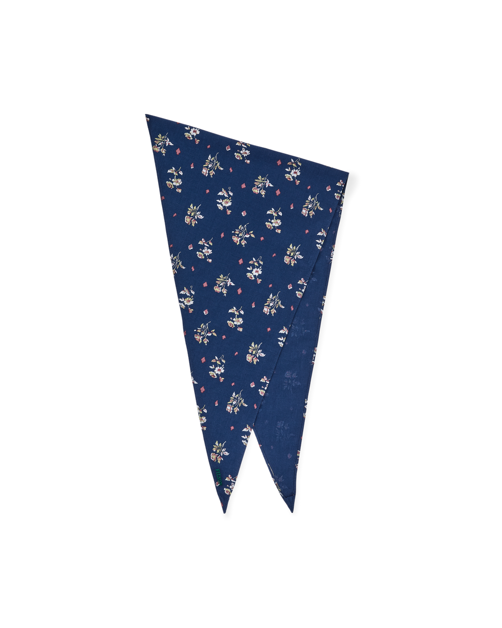 Front-facing image of the Filson Triangular Bandana - Blue / Floral