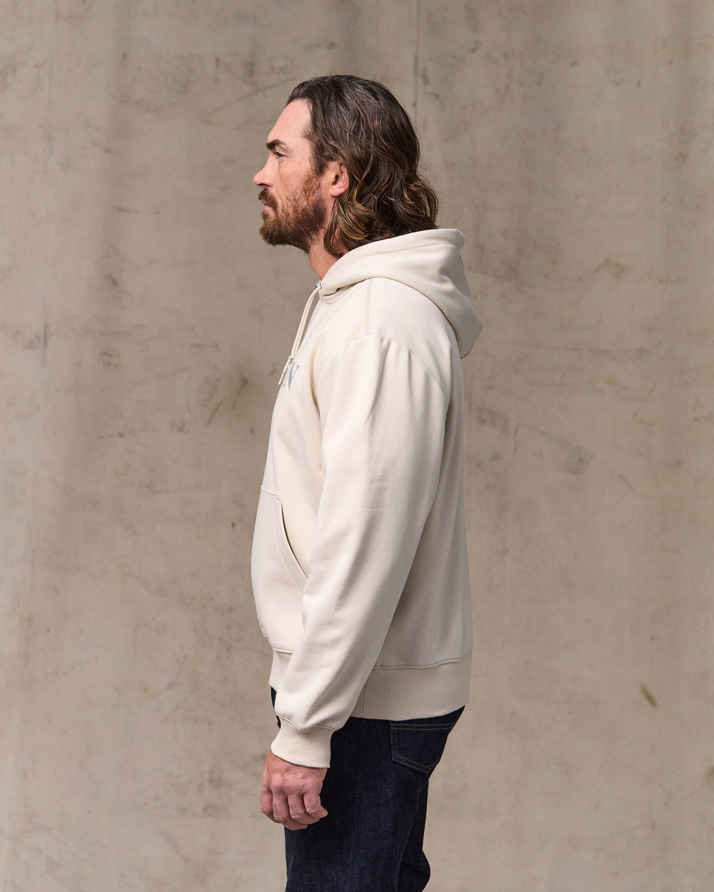 image of a model wearing Filson's Filson Graphic Hoodie - Oatmeal