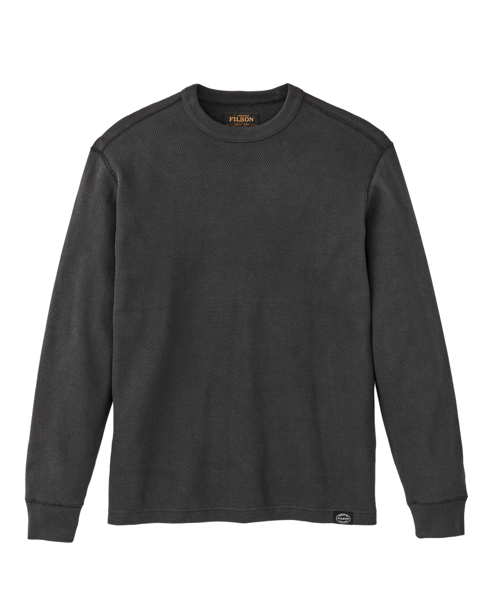 Front-facing image of the Filson Waffle Knit Thermal Crewneck - Faded Black
