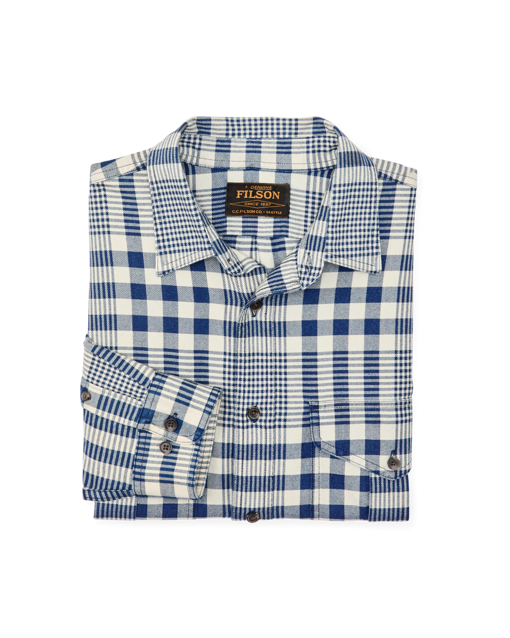 Alternate view of the Filson Lightweight Alaskan Guide Shirt - Indigo Multi Plaid