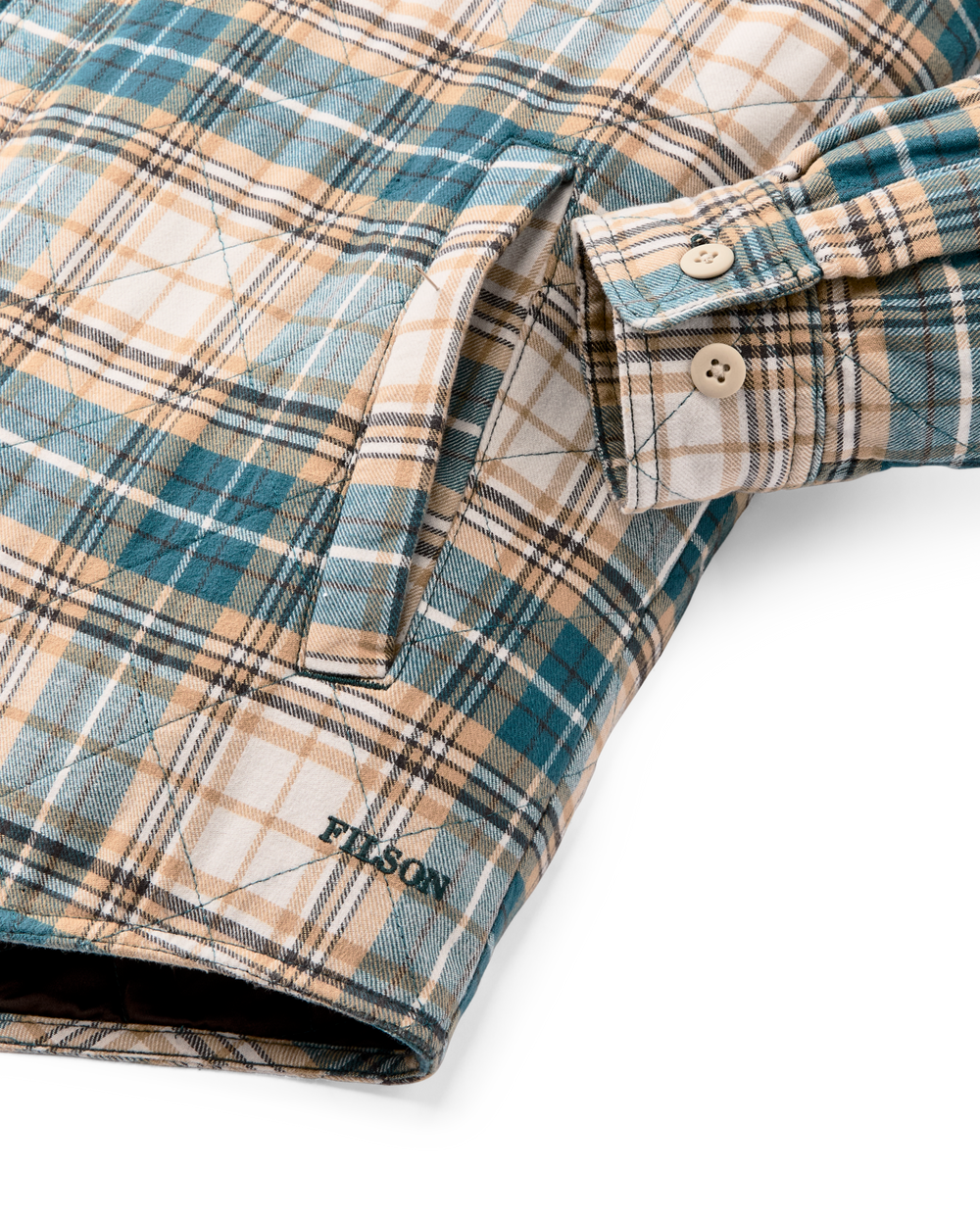 Alternate view of the Filson Insulated Flannel Jac-shirt - Teal / Khaki Plaid