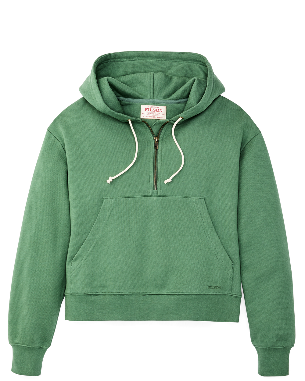 Women's French Terry Half-zip Hoodie - Light Forest