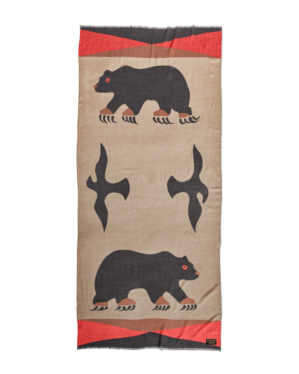 Black Bear Wool Blend Scarf - Black
