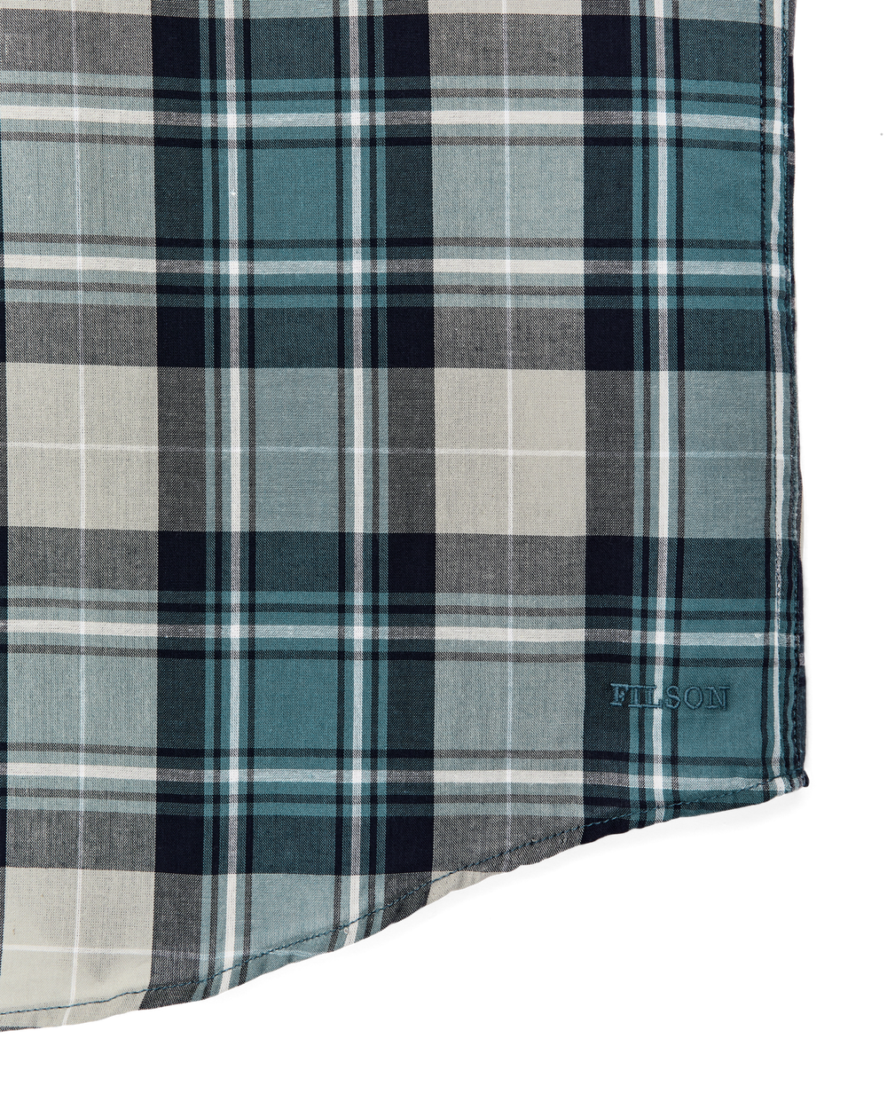 Short Sleeve Madras Popover Shirt - Gray / Teal Multicolor