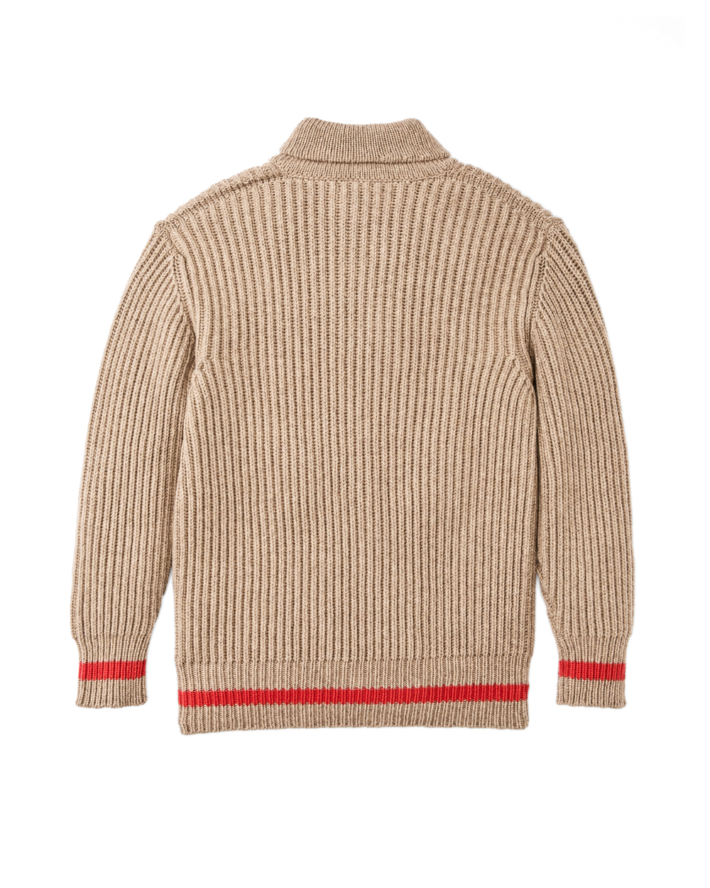 Bristol Shawl Neck Sweater  - Oatmeal Heather / Flame Stripe