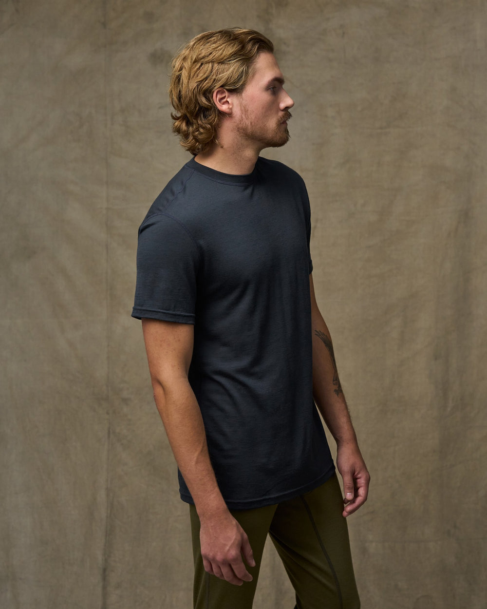 210g Merino Wool Short Sleeve Crewneck T-Shirt - Dark Navy
