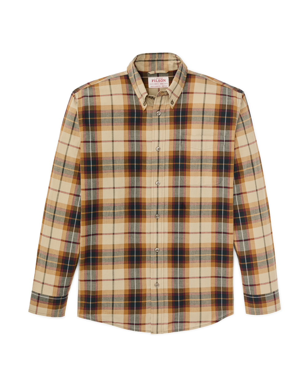 Madras Button-Down Shirt - Tan / Spruce Multicolor