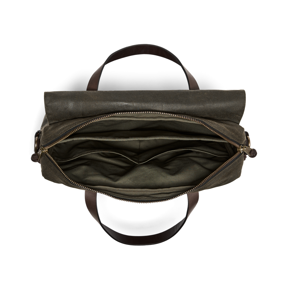 Alternate view of the Filson 24 Hour Tin Cloth Briefcase - Otter Green