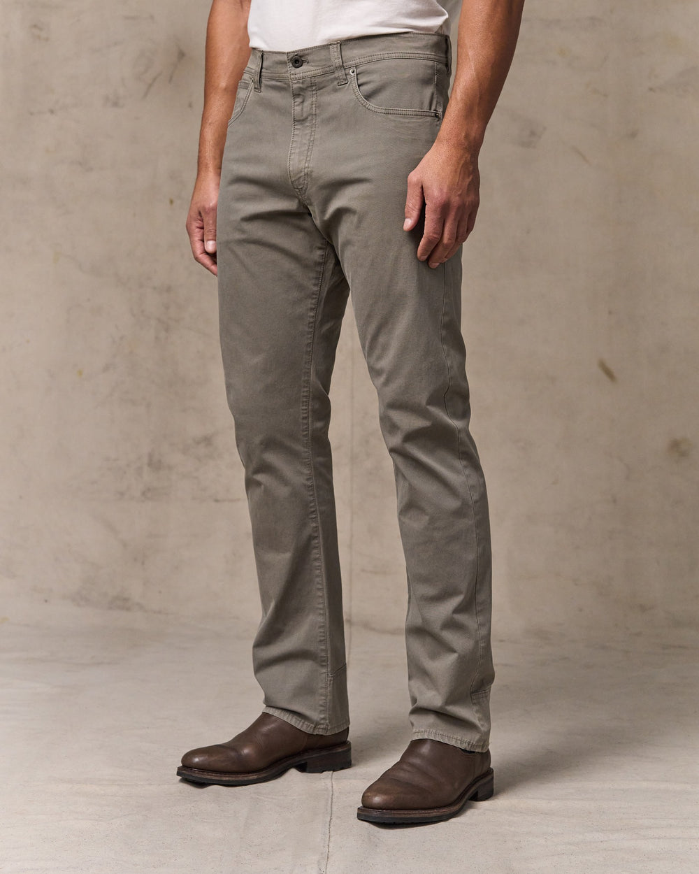 image of a model wearing Filson's Granite Mountain 5-pocket Pants - Hawk Brown