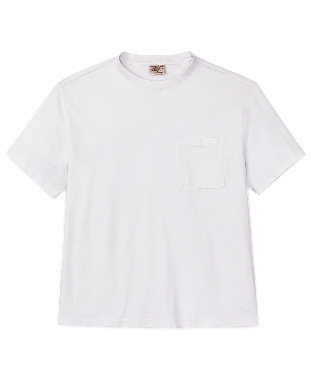 Front-facing image of the Filson Women's Short Sleeve Pocket Tee - Bright White