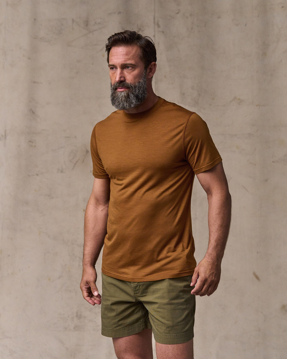 image of a model wearing Filson's Wool-blend Upf T-shirt - Whiskey