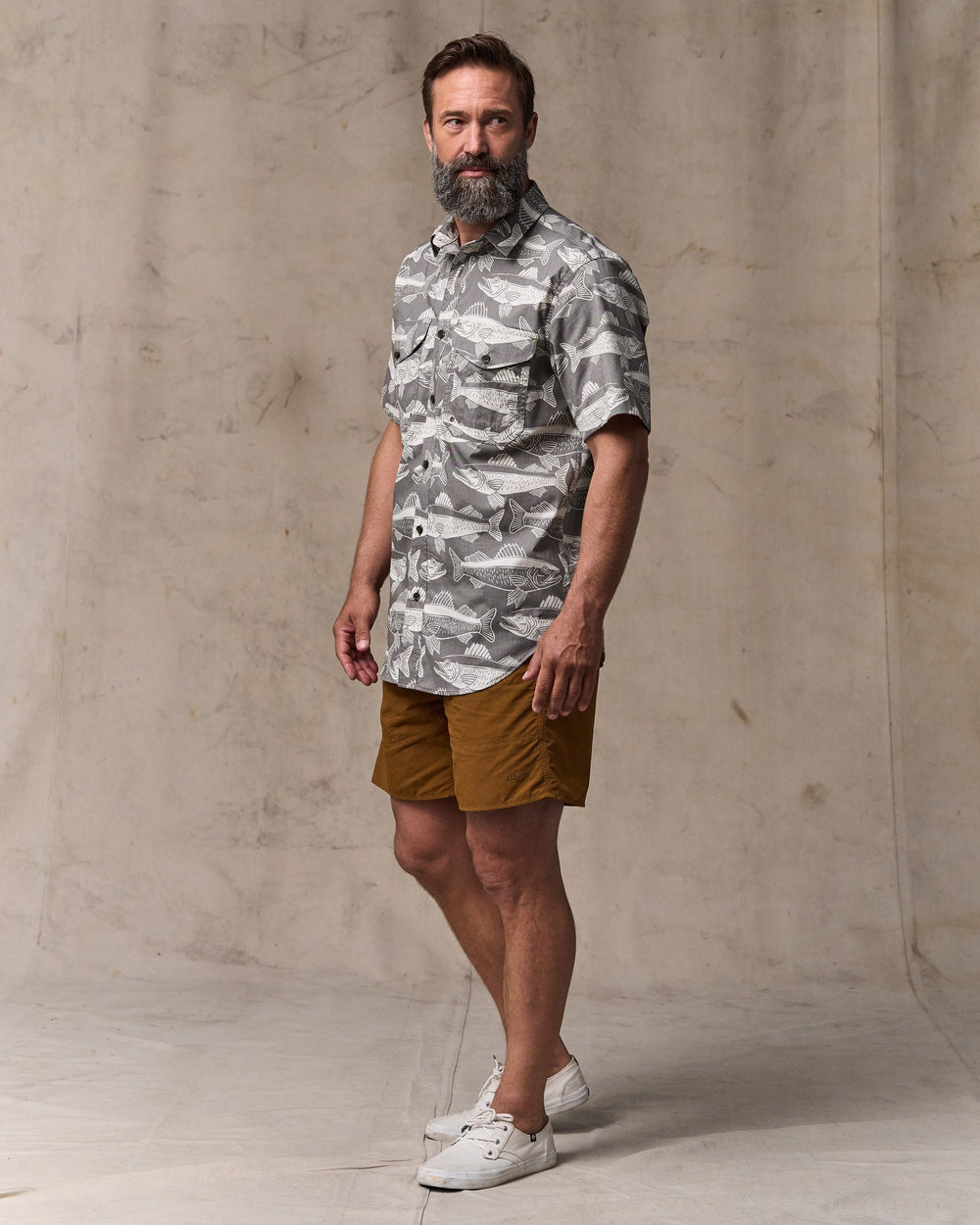 Twin Lakes Short Sleeve Sport Shirt - Beluga / Print