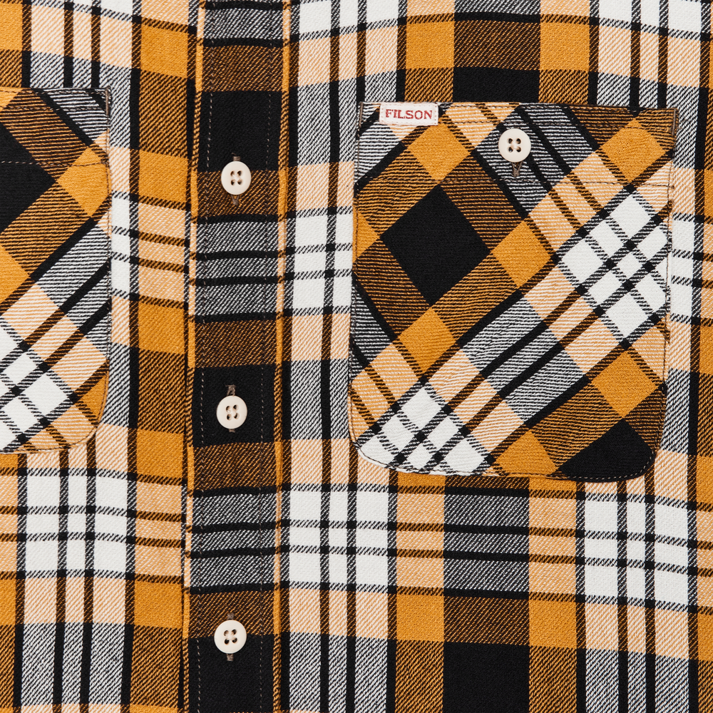Alternate view of the Filson The Rangeland Flannel Shirt - Yellow / Faded Black Plaid
