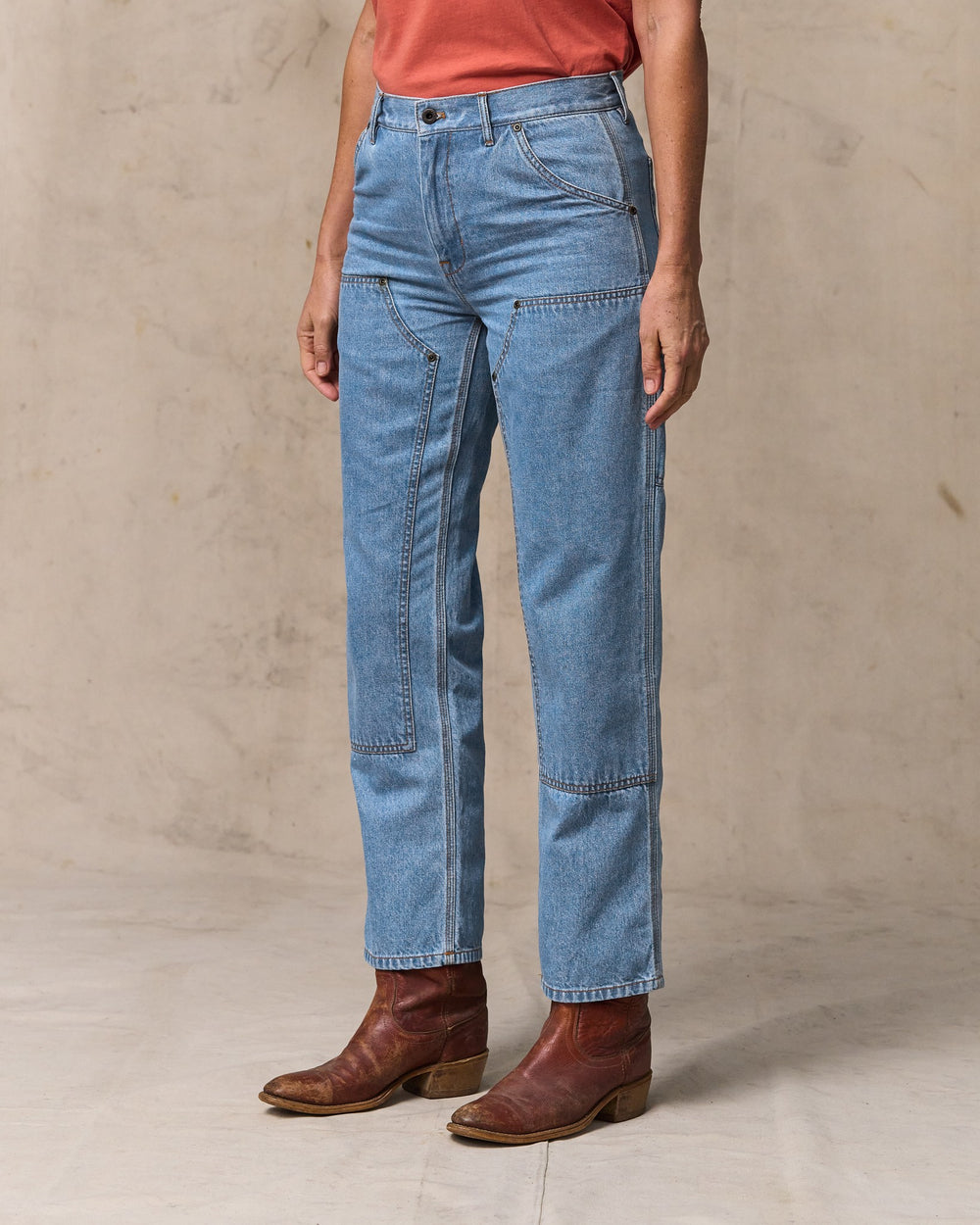 image of a model wearing Filson's Women's 11-oz. Work Jeans - Medium Indigo