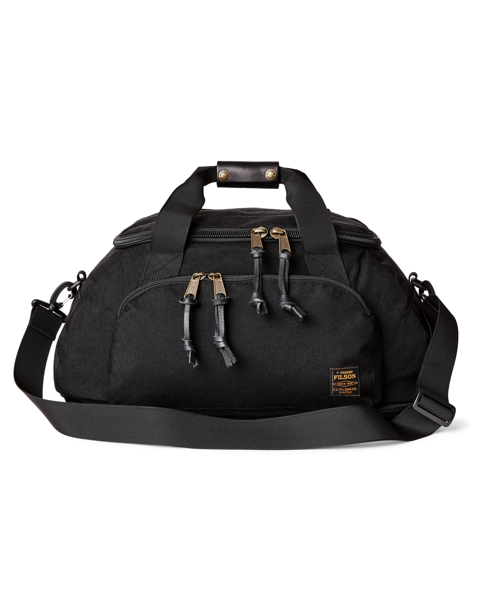 Front-facing image of the Filson Dryden Duffle Pack - Black