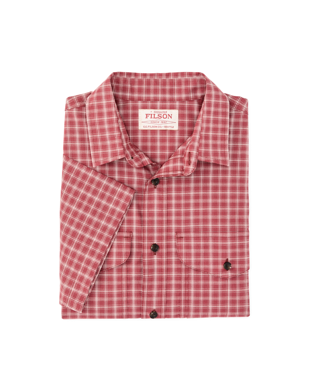 Alternate view of the Filson Twin Lakes Short Sleeve Sport Shirt - Brick / Cream Plaid