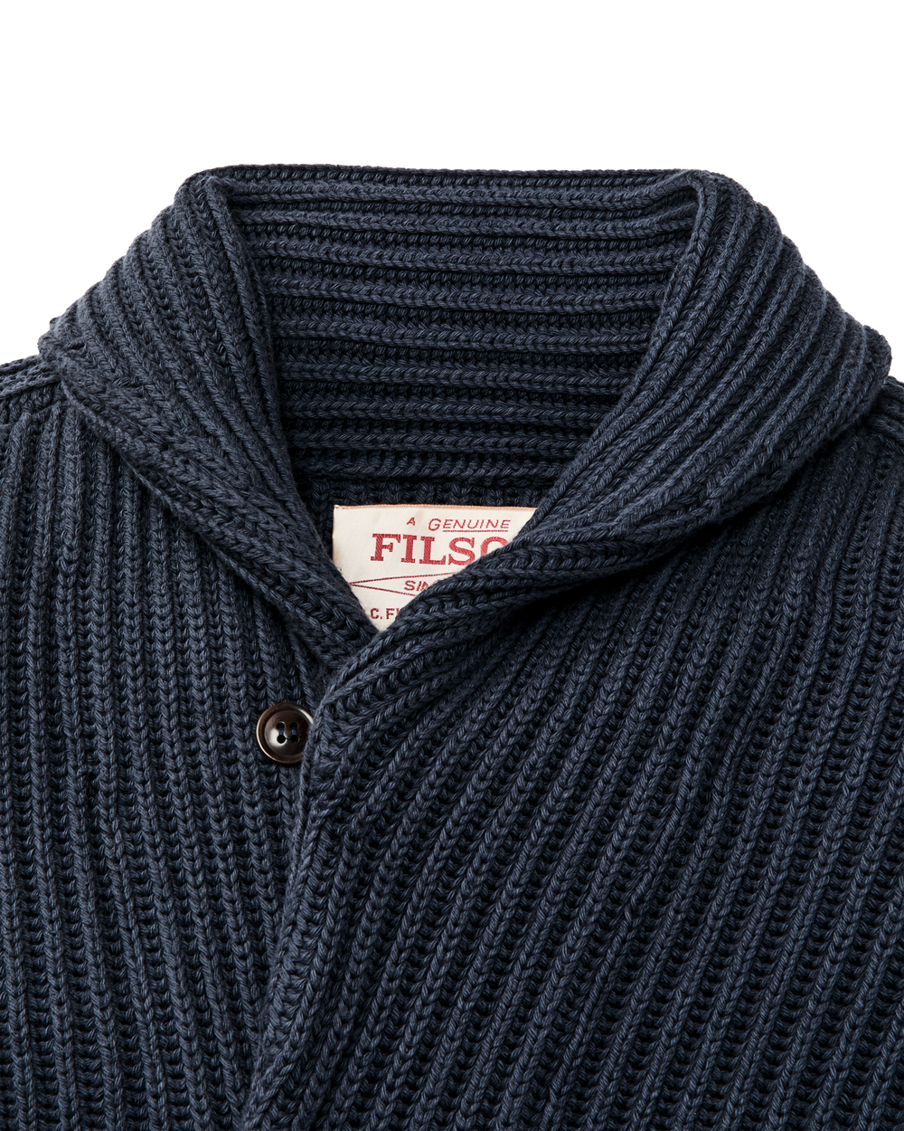 Fisherman Rib Cotton Cardigan - Navy