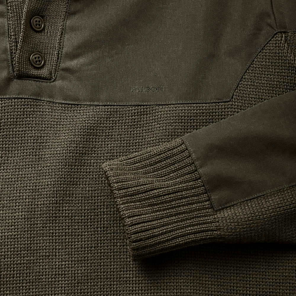 Alternate view of the Filson Henley Guide Sweater - Peat Green