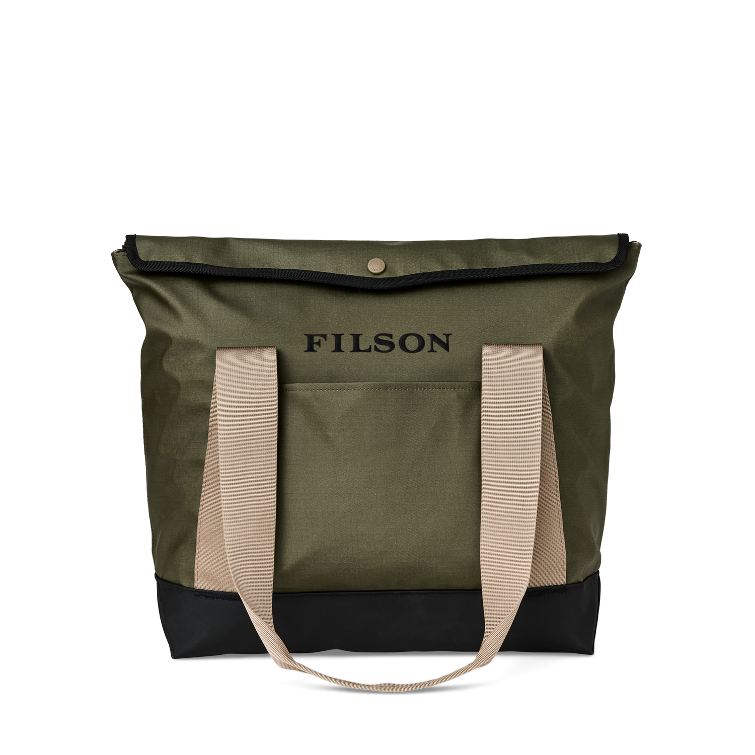 Front-facing image of the Filson All-Weather Tote Bag - Olive / Black / Covert