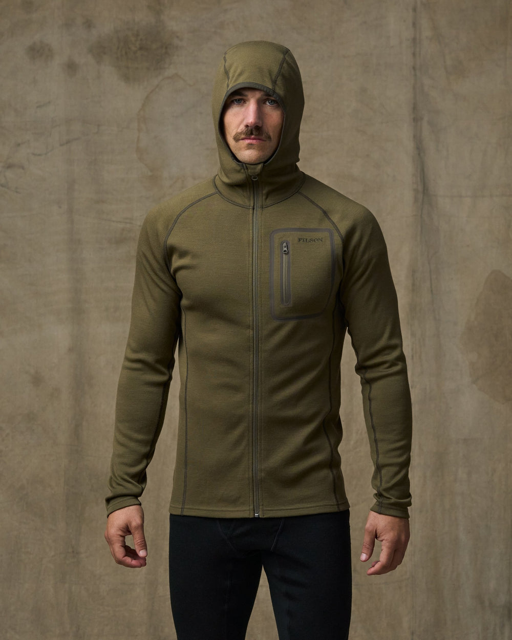 400g Merino Wool Hoodie - Dark Olive