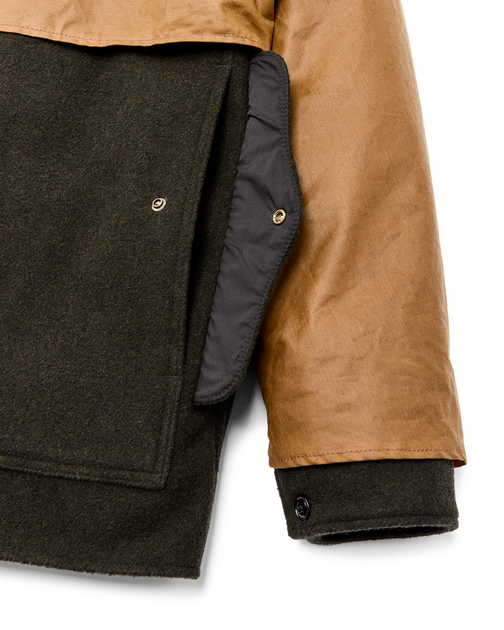 Mackinaw Wool Caped Cruiser Jacket - Peat Black / Dark Tan