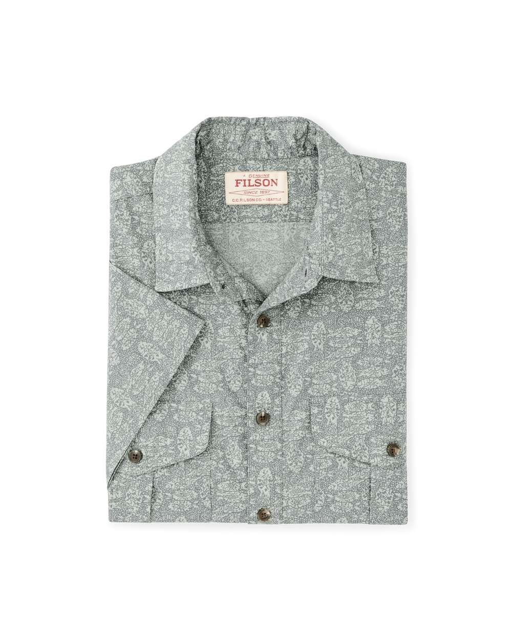 Alternate view of the Filson Filson's Washed Short Sleeve Feather Cloth Shirt - Khaki / Print