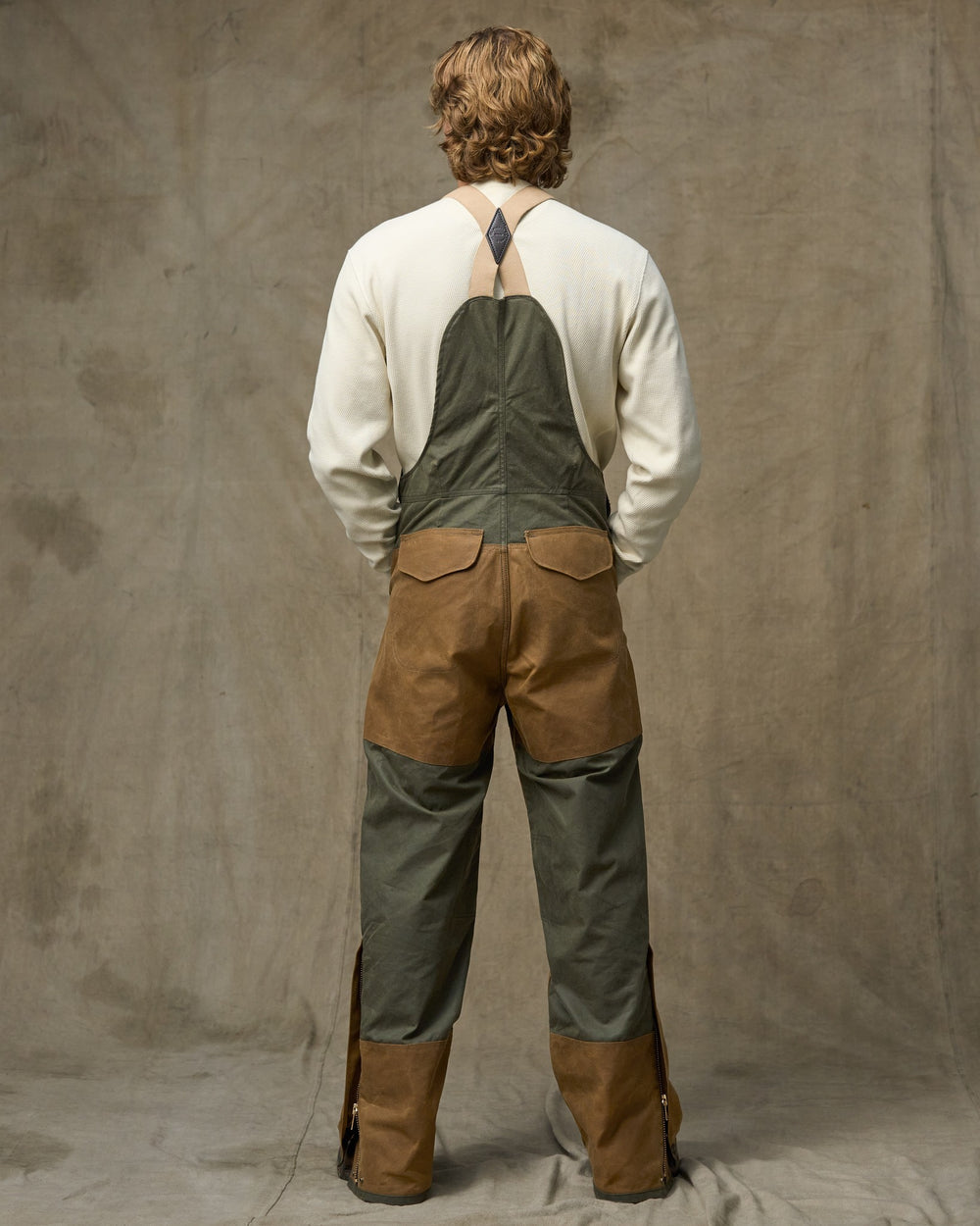 Double Hunting Bibs With Zipper - Otter Green / Dark Tan