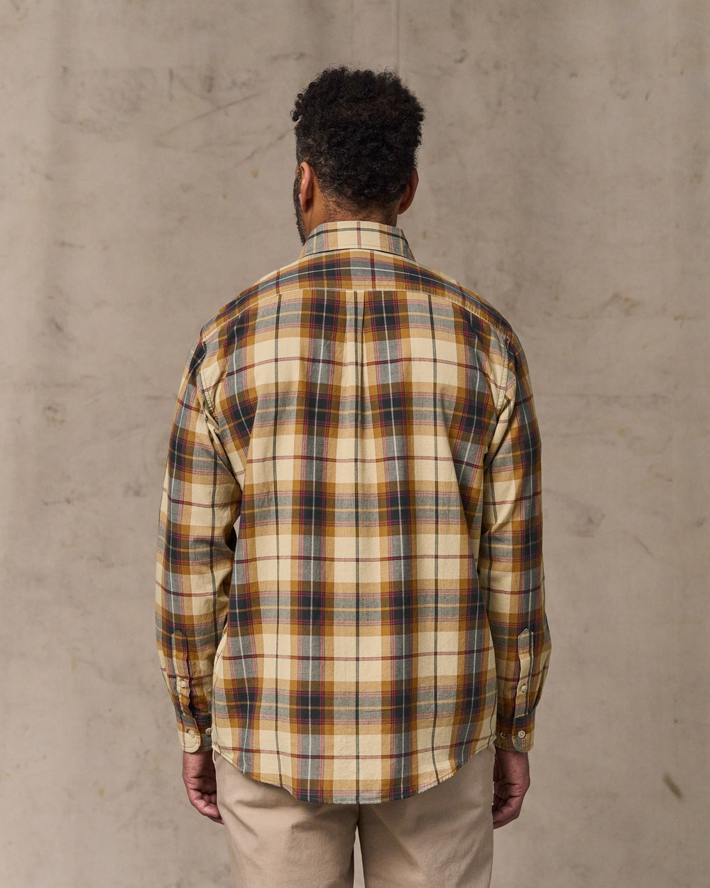Madras Button-Down Shirt - Tan / Spruce Multicolor