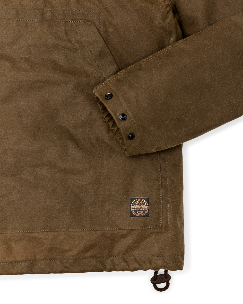 Alternate view of the Filson Shelter Cloth Waxed Anorak - Dark Tan