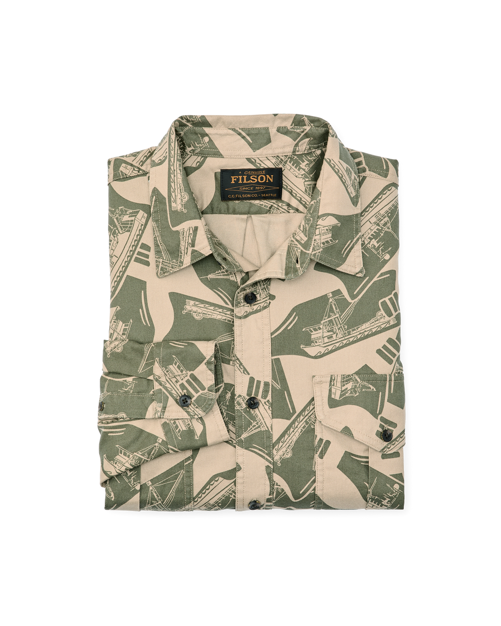 Alternate view of the Filson Lightweight Alaskan Guide Shirt - Khaki / Print