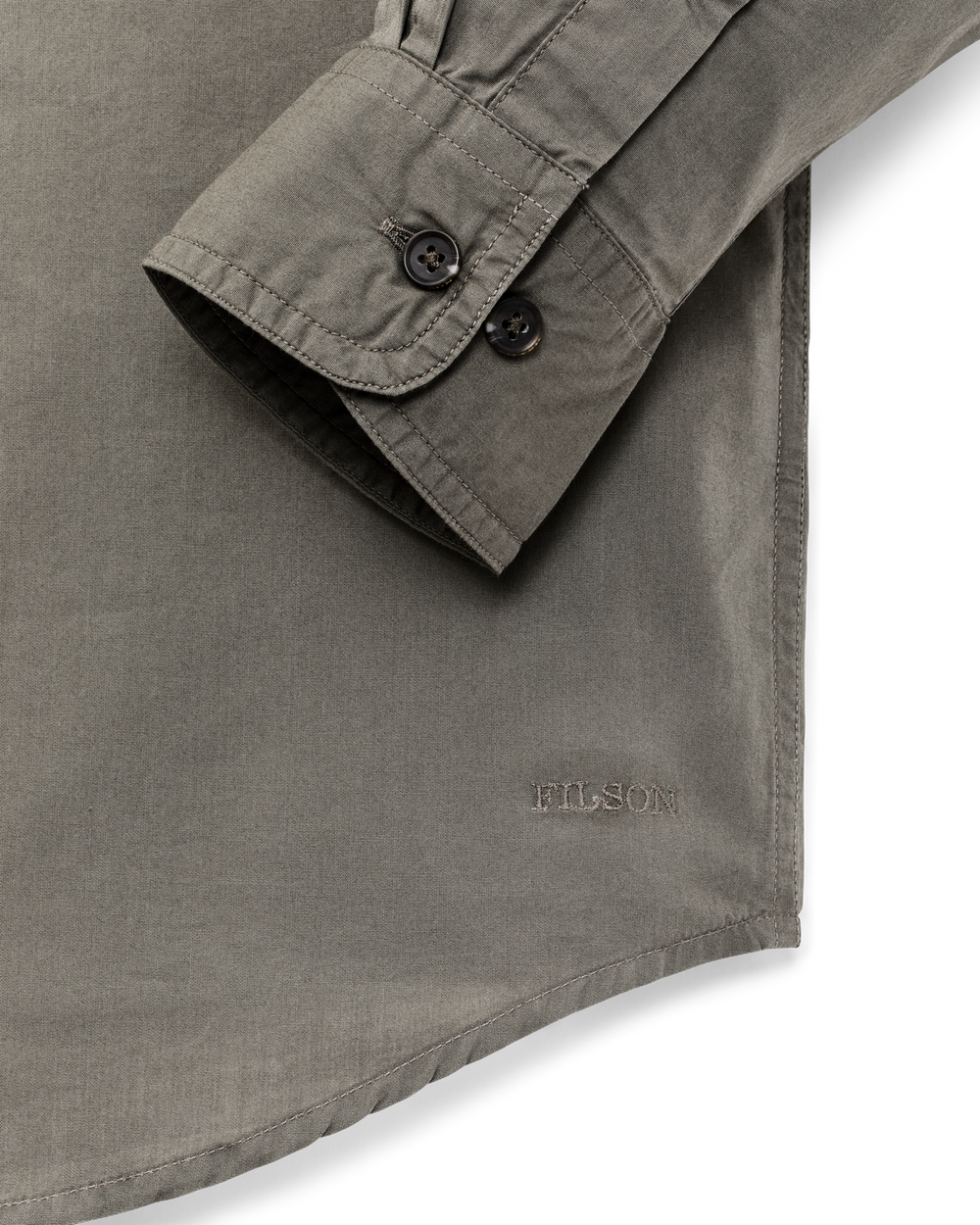 Alternate view of the Filson Filson's Washed Feather Cloth Shirt - Olive Gray
