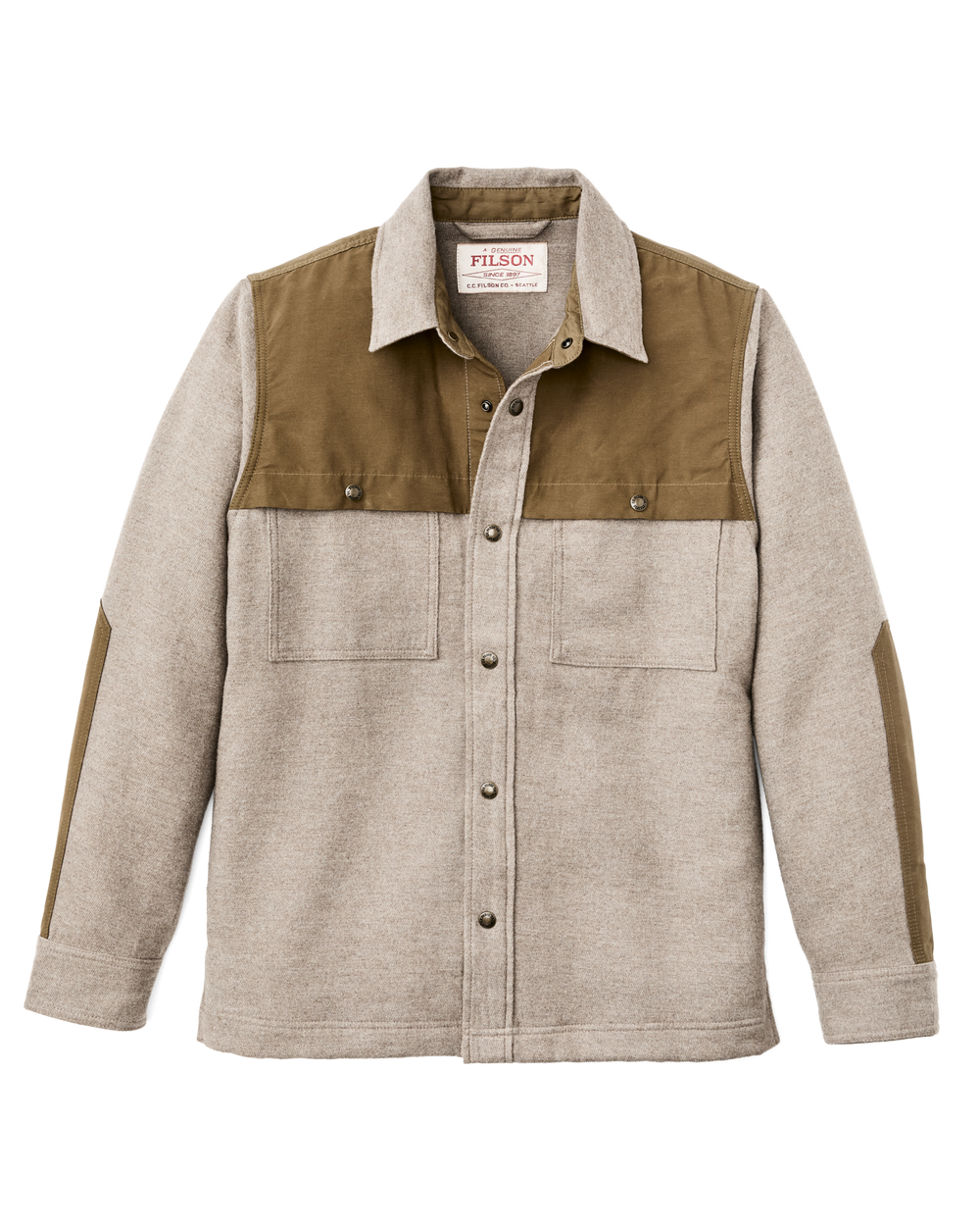 Front-facing image of the Filson Colchuck Forester Jac-shirt - Ash Heather