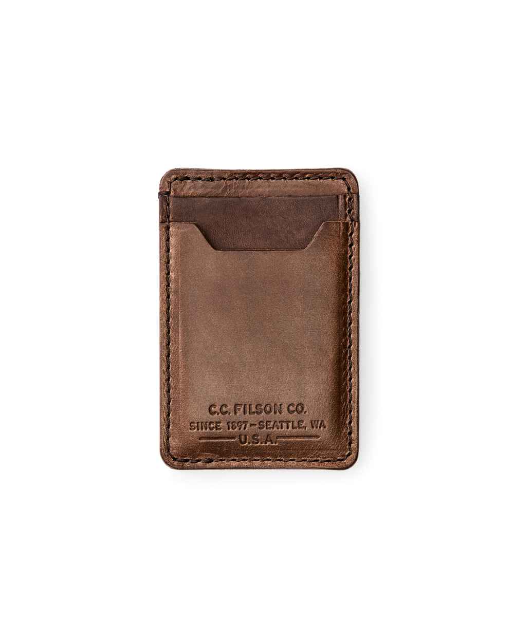 Front-facing image of the Filson Filson Leather Card Case - Natural Brown