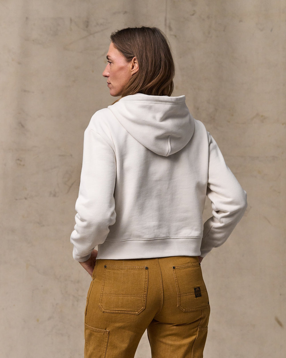 Women's French Terry Half-zip Hoodie - Ivory
