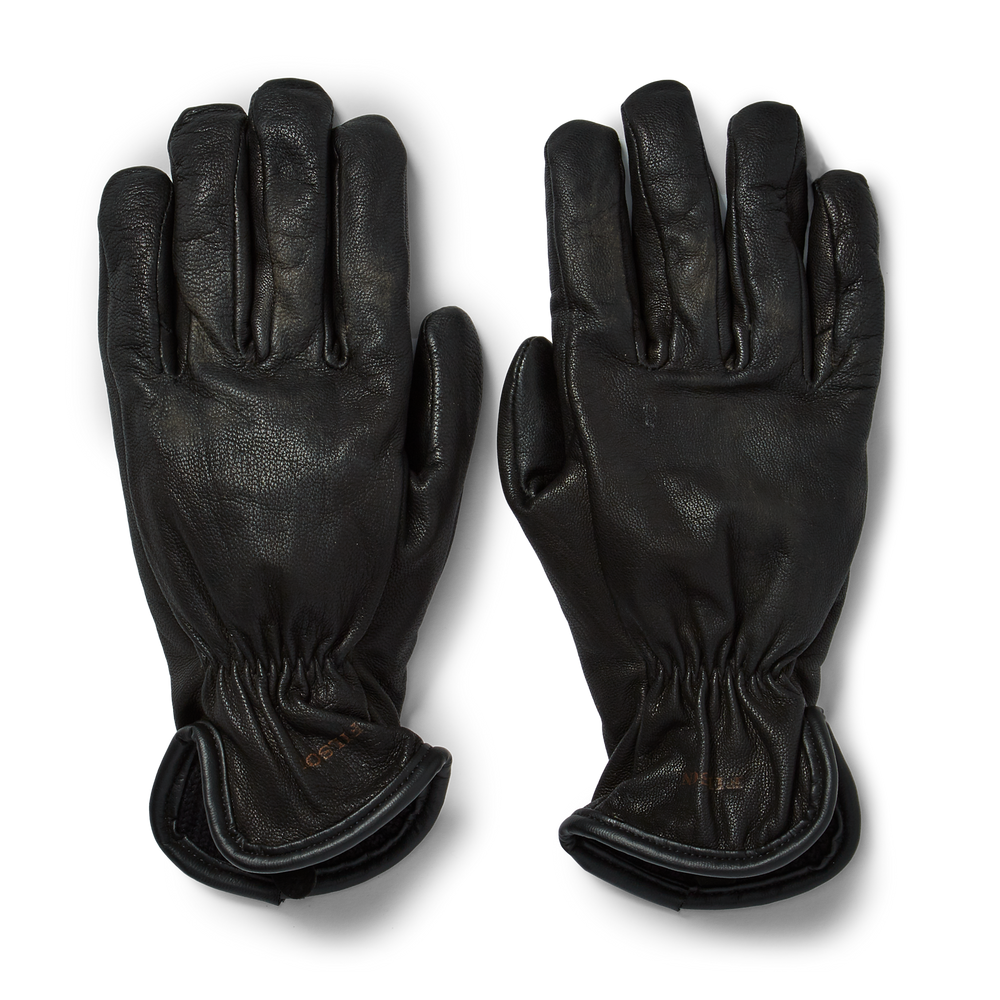 Front-facing image of the Filson Original Lined Goatskin Gloves - Black