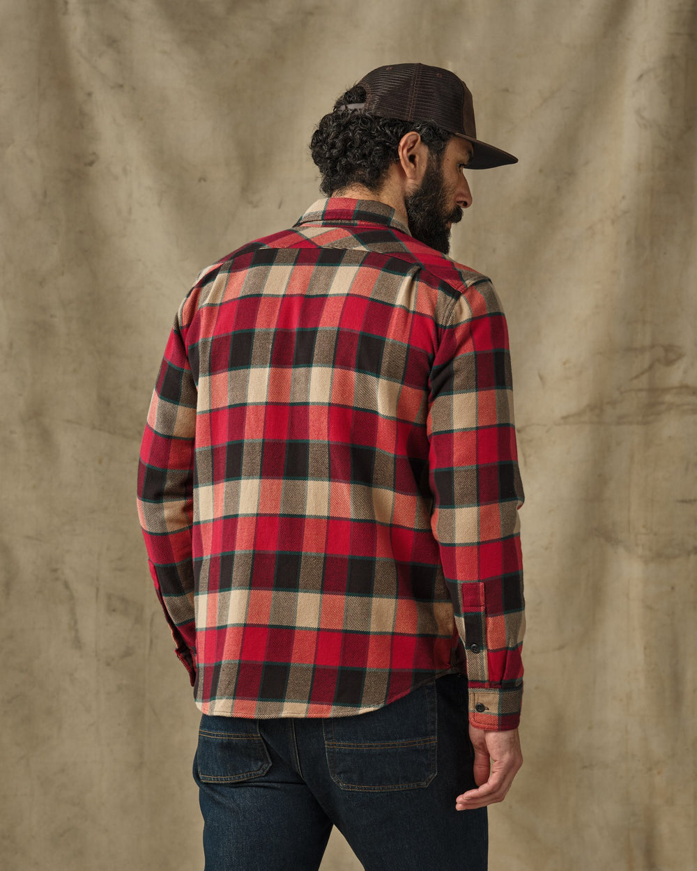 Vintage Flannel Work Shirt - Red / Cream Plaid