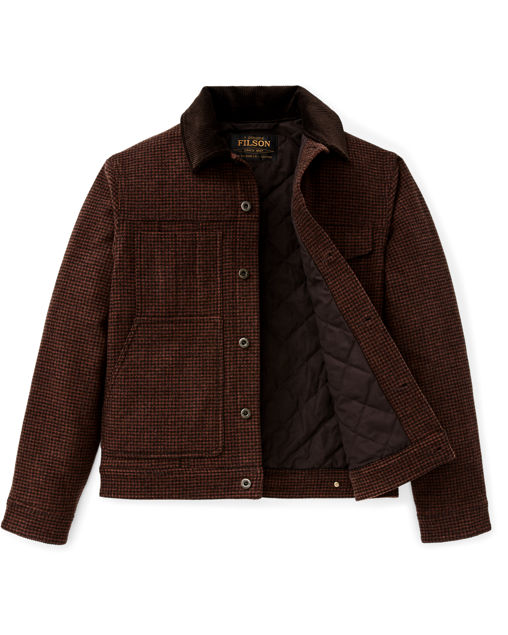 Alternate view of the Filson Spokane Insulated Short Cruiser - Merlot / Black Plaid