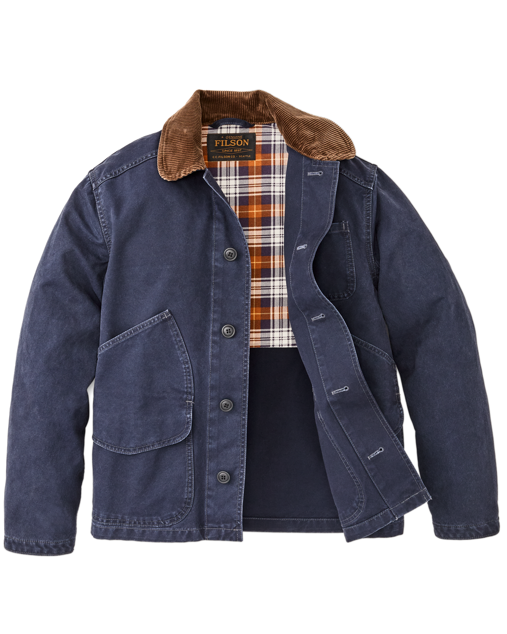 Alternate view of the Filson Canvas Outfitter Jacket - Blue Mussel