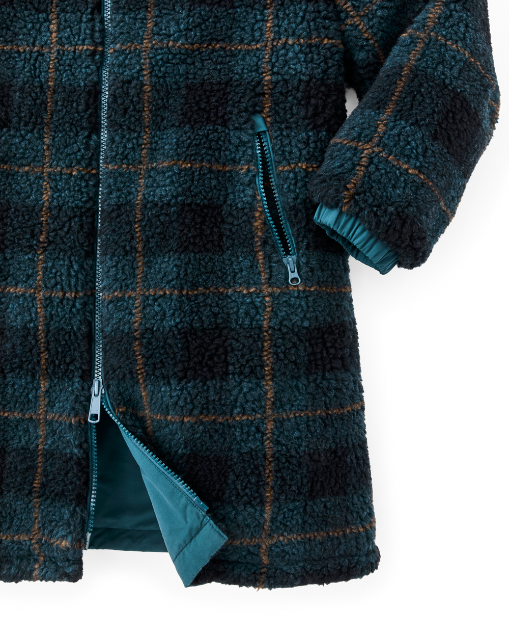 Women's Reversible Woolly Fleece Coat - Dark Teal