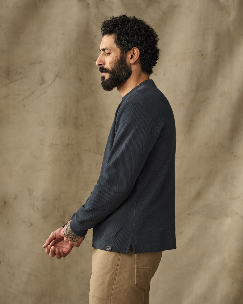 Waffle Knit Thermal Crewneck - Blue Mussel