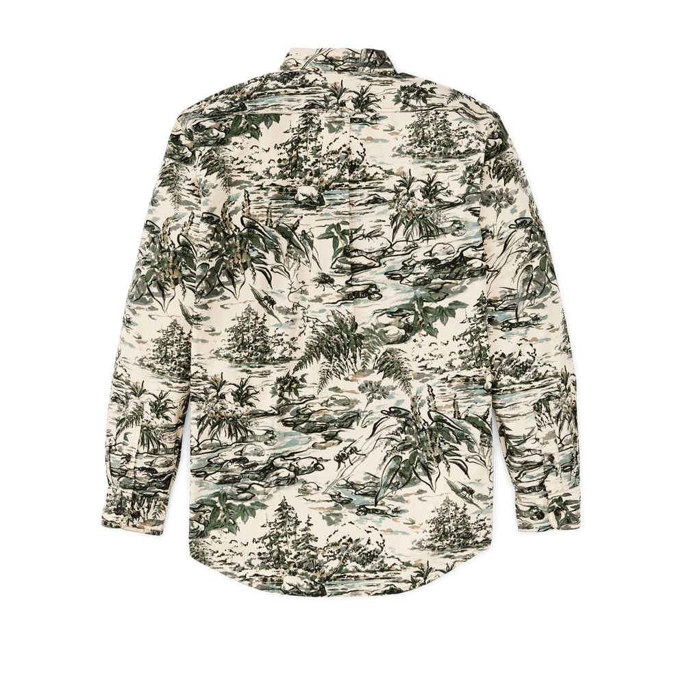 Alternate view of the Filson Filson X Housefly Washed Feather Cloth Shirt - Khaki / Scenic