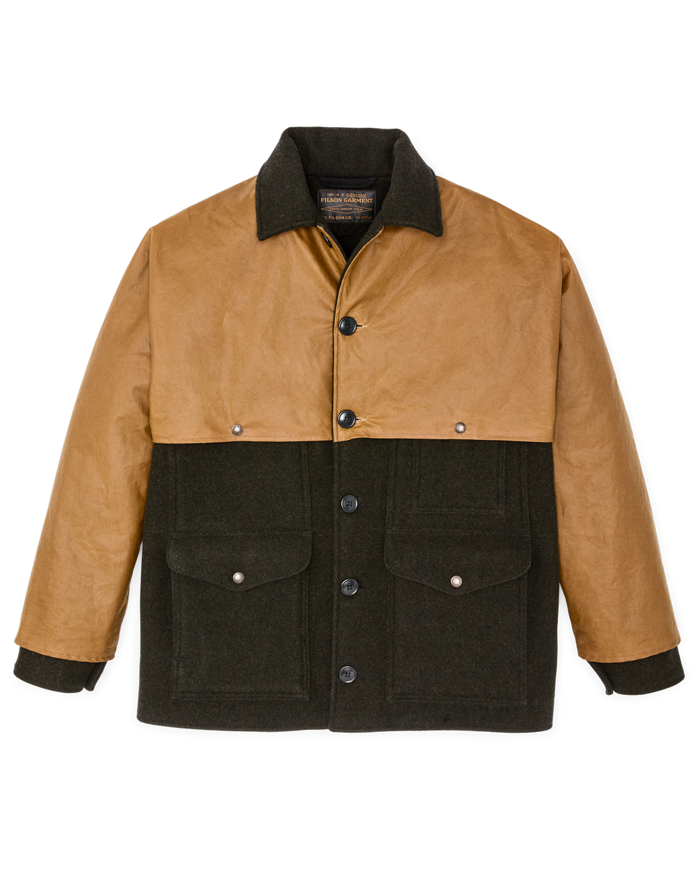 Mackinaw Wool Caped Cruiser Jacket - Peat Black / Dark Tan