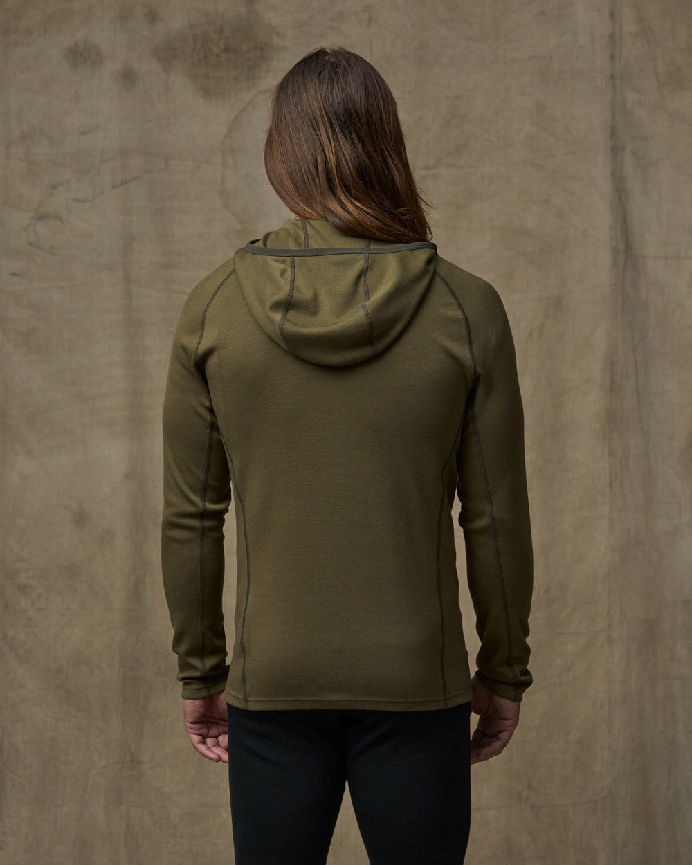 400g Merino Wool Hoodie - Dark Olive