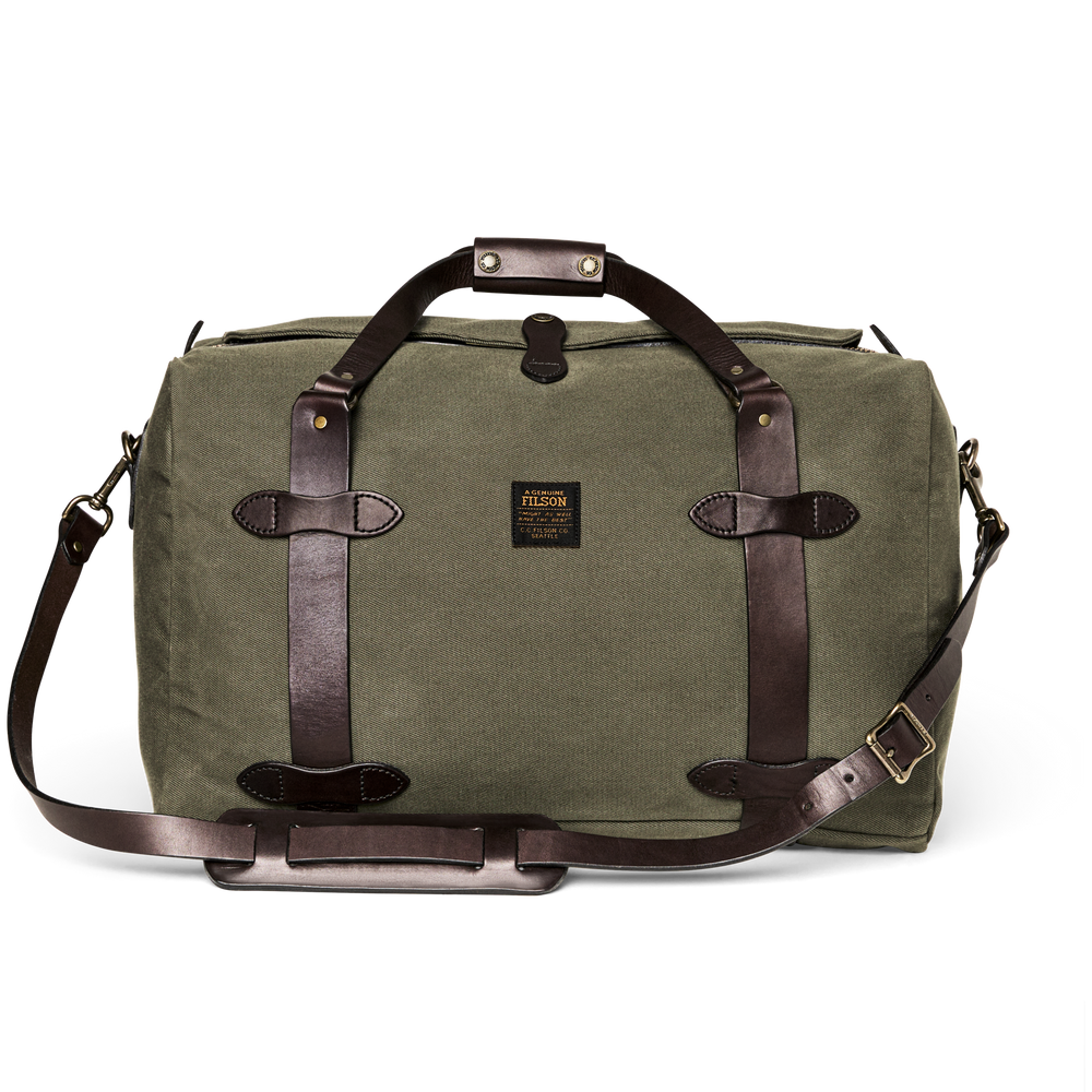 Front-facing image of the Filson Medium Rugged Twill Duffle Bag - Otter Green