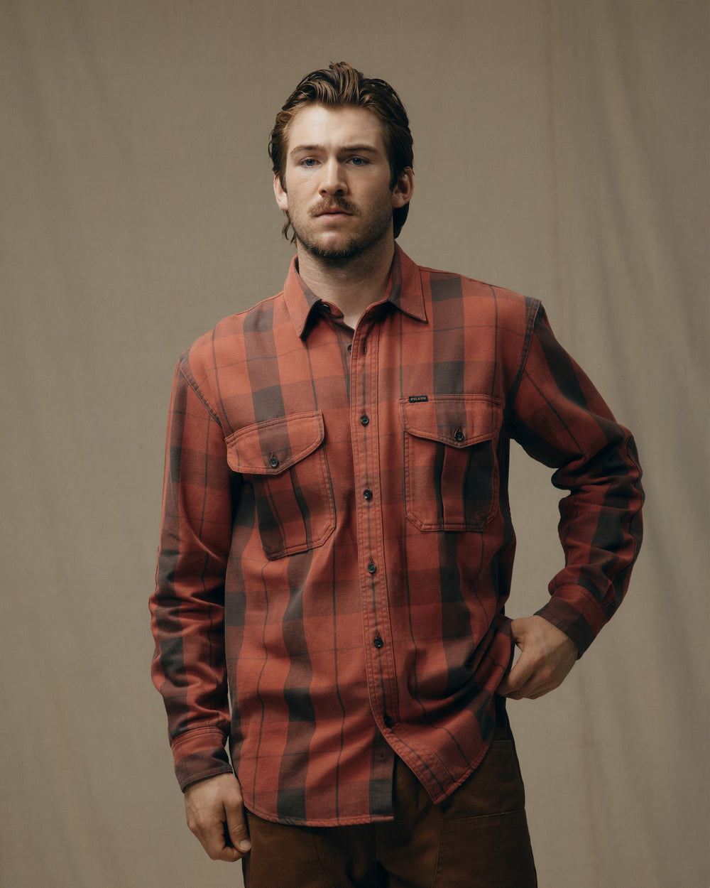 Vintage Wash Alaskan Guide Shirt - Sequoia / Dark Bown Plaid